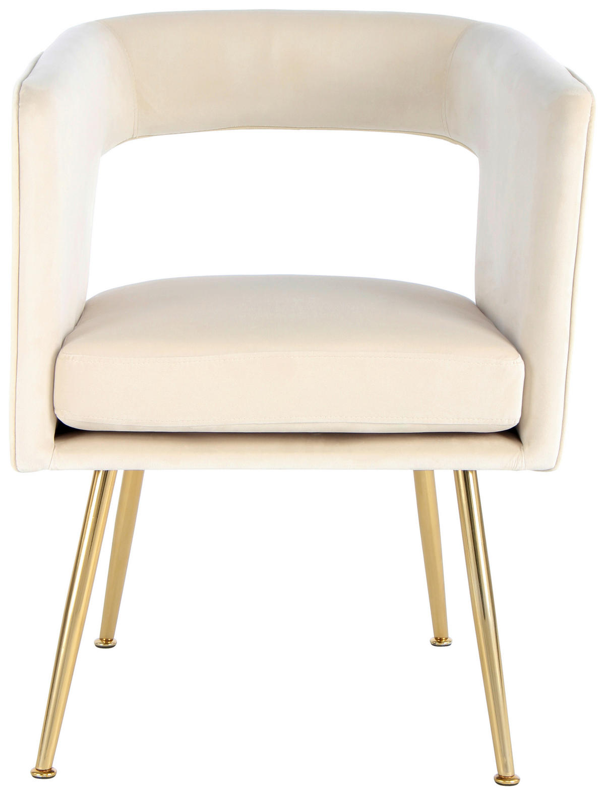 STOLIČKA S PODRÚČKAMI, zamat, krémová - zlatá/krémová, Modern, kov/textil (60/77/63cm) - MID.YOU