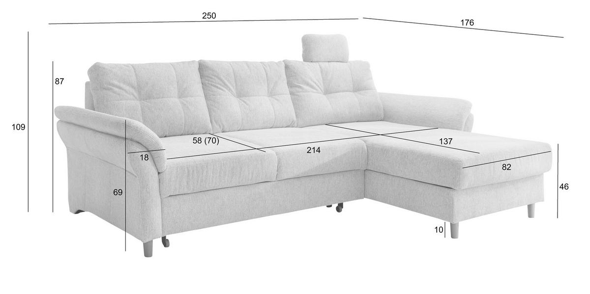 ECKSOFA Beige Chenille  - Beige/Naturfarben, MODERN, Holz/Textil (250/176cm) - Livetastic