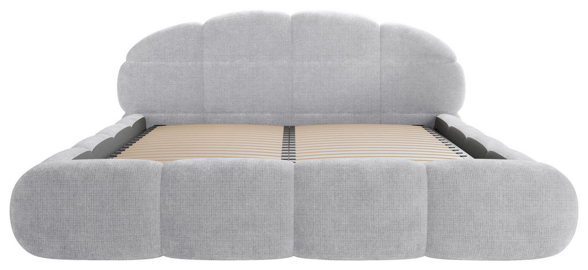 POLSTERBETT 160/200 cm,  in Hellgrau, gepolstertes Kopfteil, Lattenrost, Bettkasten,  - Hellgrau/Schwarz, Design, Holz/Textil (160/200cm) - Chameo