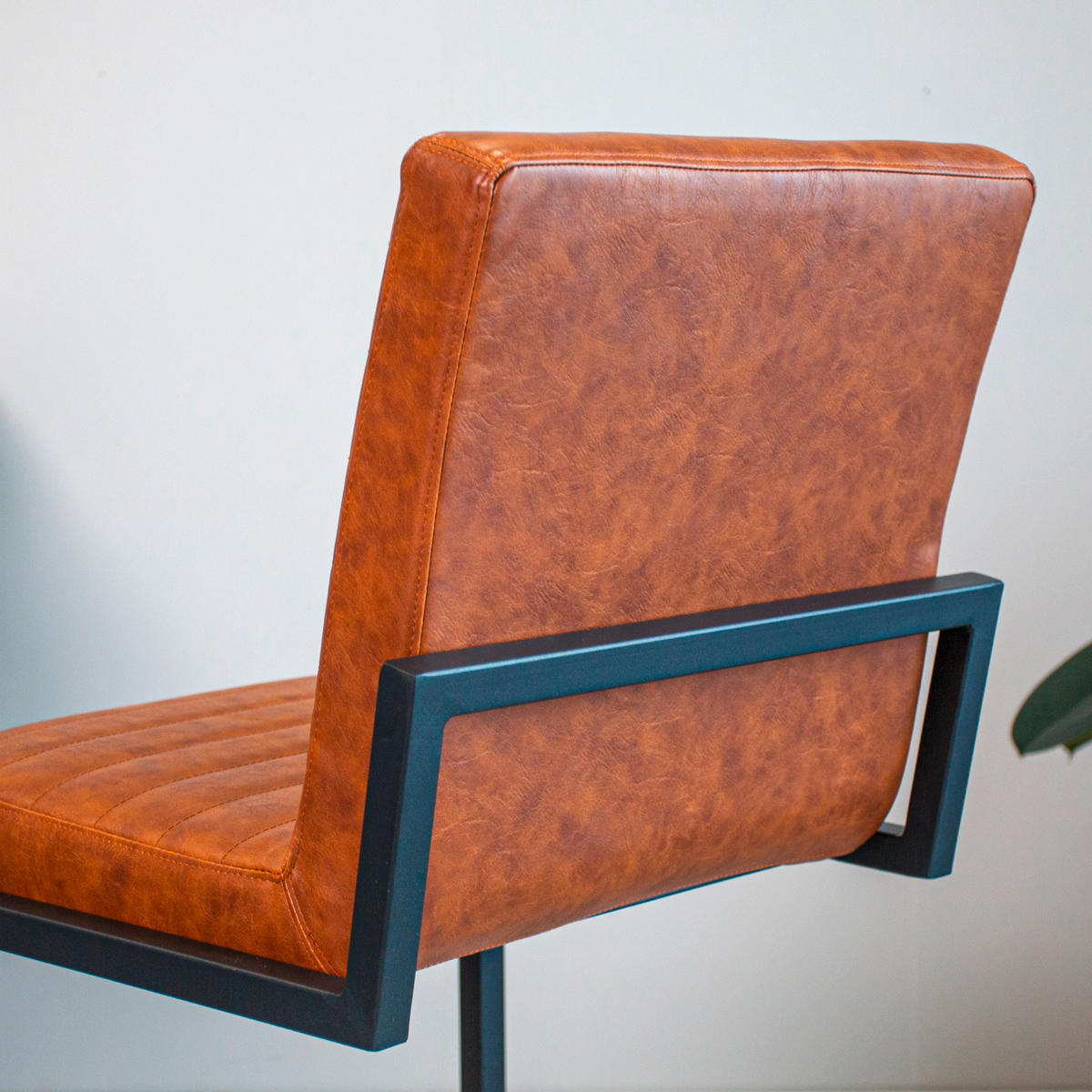 BARHOCKER-SET Lederlook Cognac  - Cognac/Schwarz, MODERN, Textil/Metall (54/100/58cm) - MID.YOU