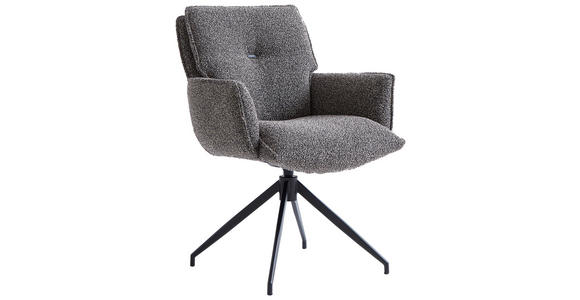 ARMLEHNSTUHL in Eisen Webstoff - Dunkelgrau/Schwarz, Design, Textil/Metall (66/89/69cm) - Novel