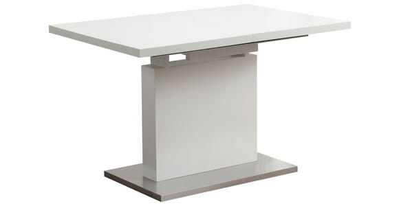 ESSTISCH in Metall, Holzwerkstoff 120-160/80/76 cm - Edelstahlfarben/Weiß, Design, Holzwerkstoff/Metall (120-160/80/76cm) - Carryhome
