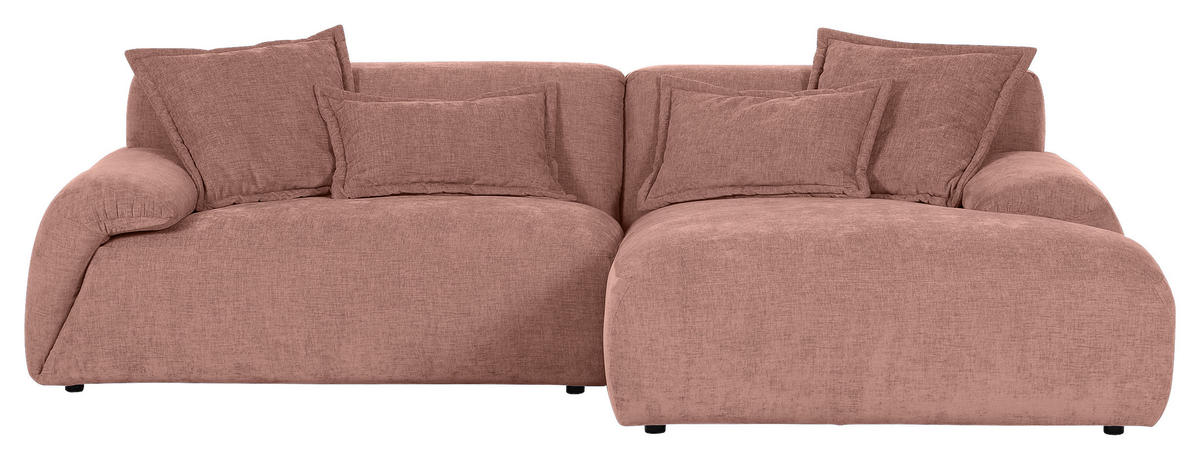 ECKSOFA in Flachgewebe Altrosa  - Schwarz/Altrosa, Konventionell, Kunststoff/Textil (274/174cm) - Carryhome