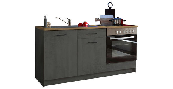 KÜCHENLEERBLOCK 160 cm in Anthrazit, Eichefarben - Eichefarben/Anthrazit, KONVENTIONELL, Holzwerkstoff/Kunststoff (160cm) - Xora