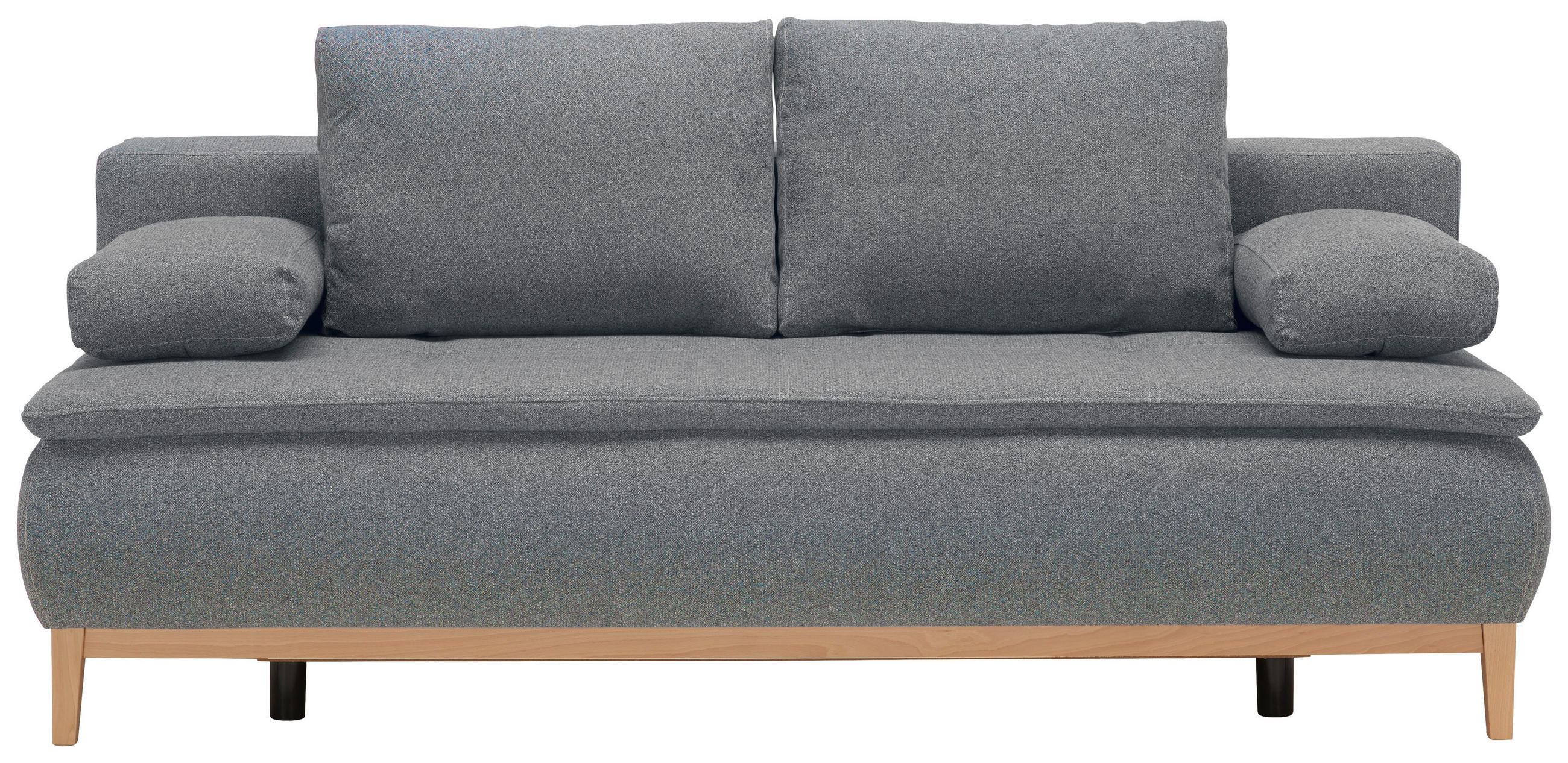 BOXSPRINGSOFA  mit Stoffauswahl, Schlafen auf Sitzhöhe Flachgewebe Grau  - Eichefarben/Beige, Design, Holz/Textil (202/78/93/100cm) - Carryhome