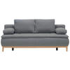 BOXSPRINGSOFA Flachgewebe Grau  - Eichefarben/Beige, Design, Holz/Textil (202/78/93/100cm) - Carryhome