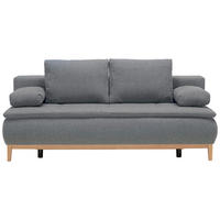 BOXSPRINGSOFA  mit Stoffauswahl, Schlafen auf Sitzhöhe Flachgewebe Grau  - Eichefarben/Beige, Design, Holz/Textil (202/78/93/100cm) - Carryhome