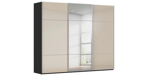 SCHWEBETÜRENSCHRANK  in Schwarz, Champagner  - Champagner/Alufarben, KONVENTIONELL, Glas/Holzwerkstoff (242/223/68cm) - Novel