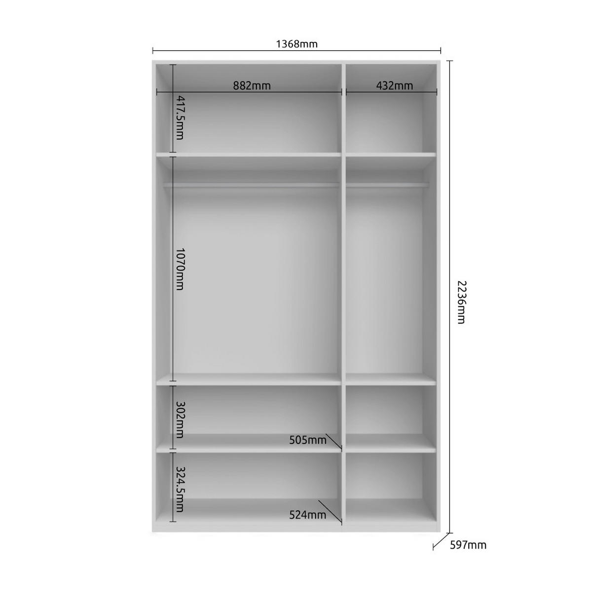 ORMAR SA KLASIČNIM VRATIMA bela, bela visoki sjaj  137/224/56 cm  - bela visoki sjaj/bela, Dizajnerski, pločasti materijal/plastika (137/224/56cm)