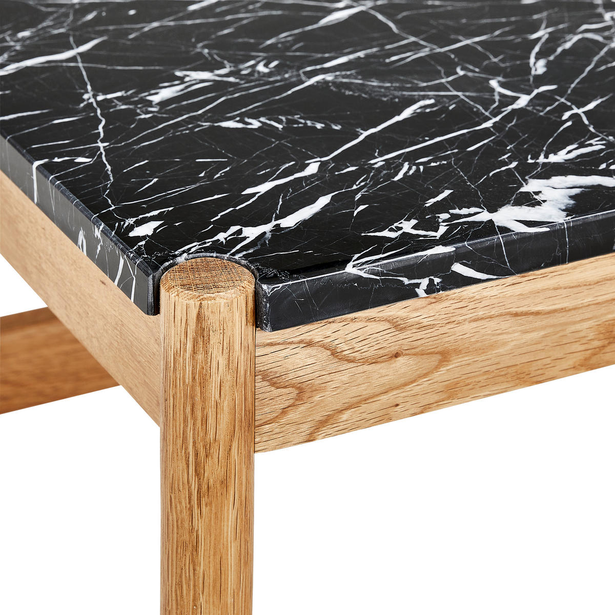COUCHTISCH Eiche massiv Schwarz  - Schwarz/Naturfarben, MODERN, Holz/Stein (60/42/40cm) - MID.YOU