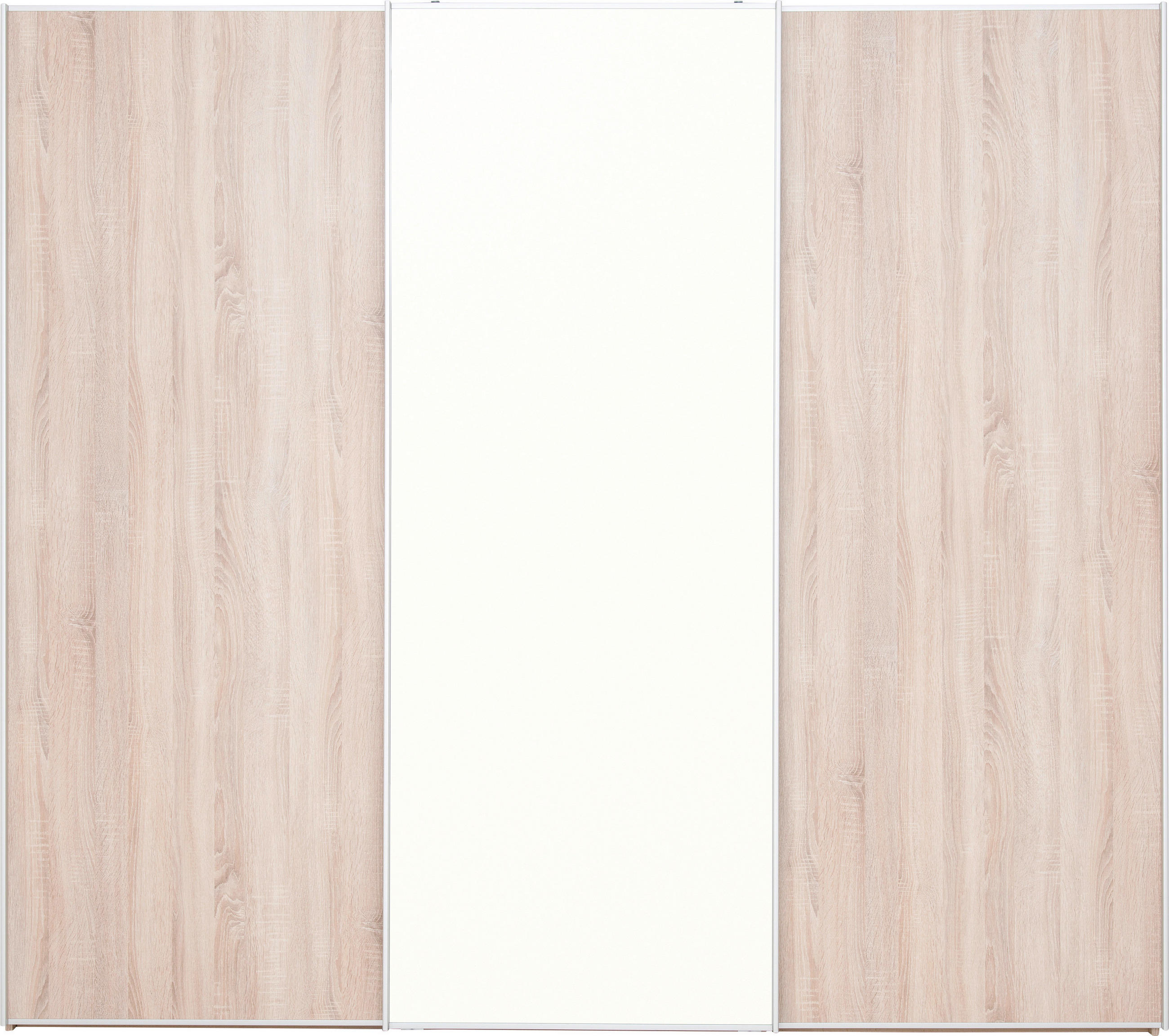 SCHWEBETÜRENSCHRANK 249/222/68 cm 3-türig Sonoma Eiche  - Alufarben/Sonoma Eiche, KONVENTIONELL, Glas/Holzwerkstoff (249/222/68cm) - Moderano