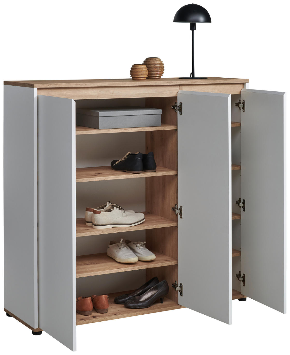 OMARA ZA ČEVLJE bela, hrast artisan - bela/hrast artisan, Moderno, leseni material (120/115/38cm) - Carryhome