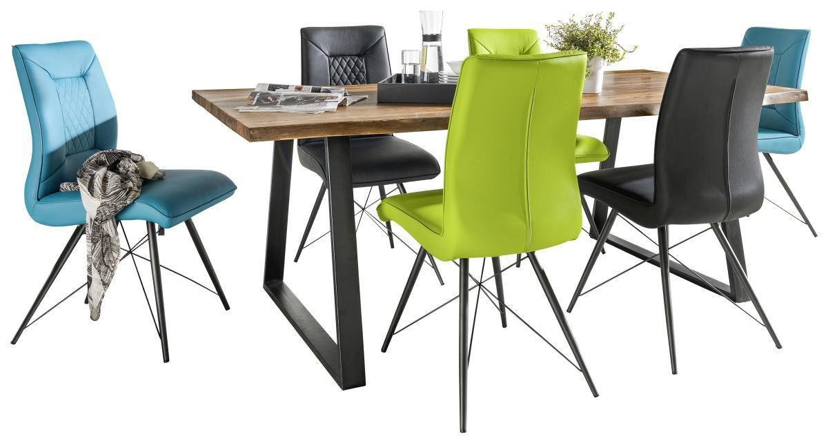 JEDILNA MIZA, masivno indijski rožni les črna, barve indijskega rožnega lesa  - črna/barve indijskega rožnega lesa, Trendi, kovina/les (200/76/100cm) - Carryhome