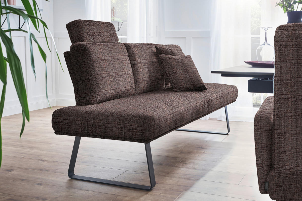 SITZBANK 209/92/78 cm  in Schwarz, Dunkelbraun  - Dunkelbraun/Schwarz, Design, Textil/Metall (209/92/78cm) - Dieter Knoll
