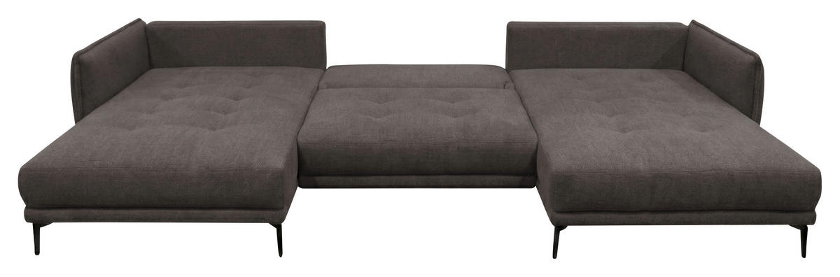 WOHNLANDSCHAFT LAGACY U in Flachgewebe Graubraun  - Graubraun/Schwarz, Design, Textil/Metall (193/368/193cm) - MID.YOU