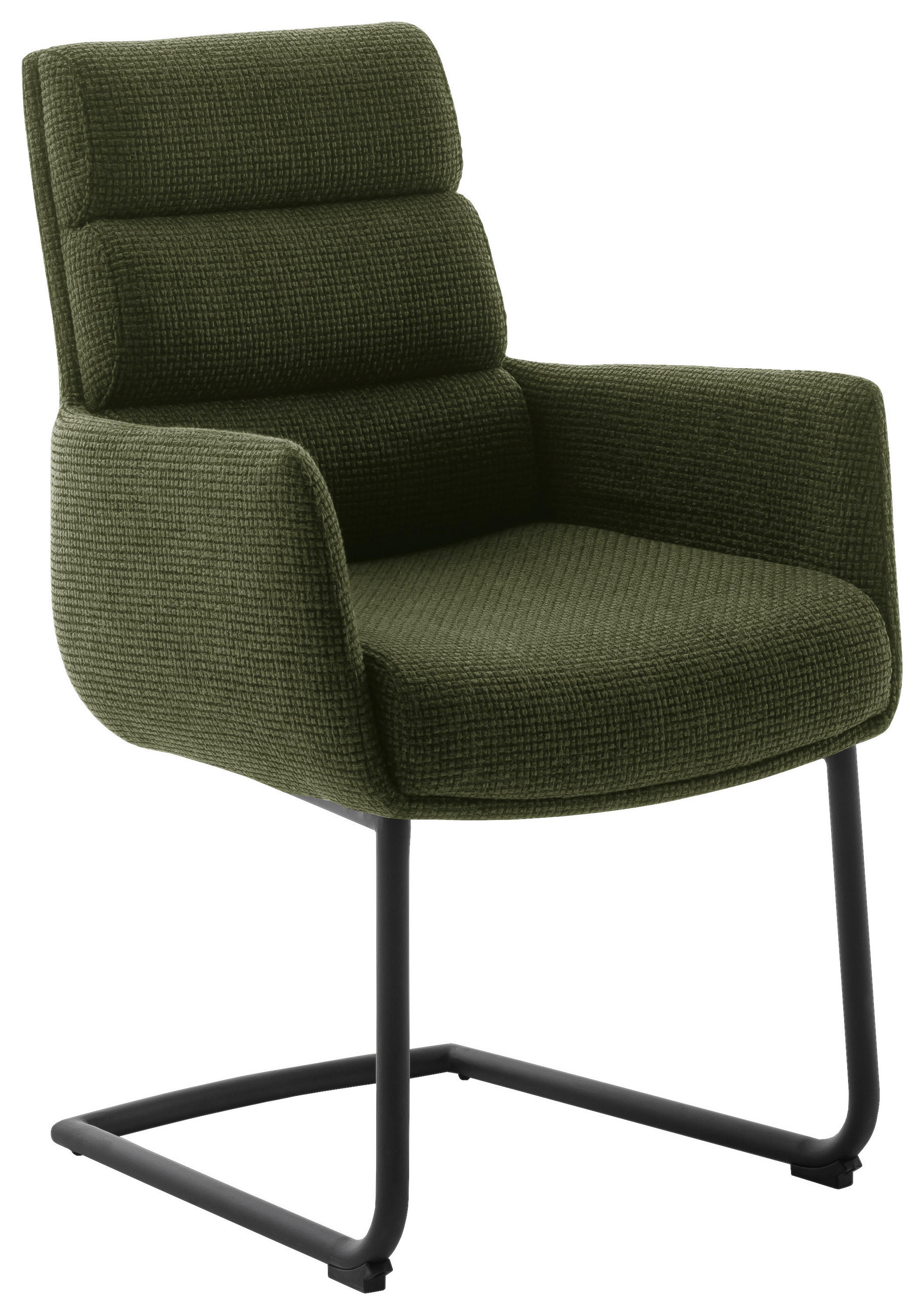 ARMLEHNSTUHL  in Stahl Webstoff  - Schwarz/Olivgrün, Design, Textil/Metall (61/90/64cm) - Dieter Knoll