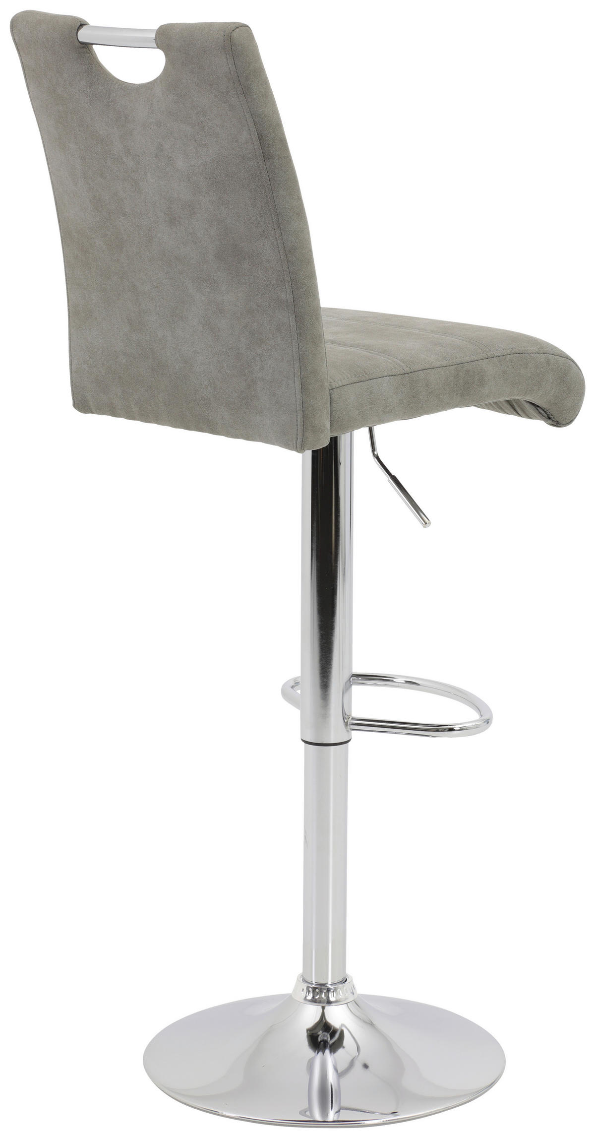 BARHOCKER Mikrofaser Grau Sitzfläche 360° drehbar, mit Griff  - Chromfarben/Grau, KONVENTIONELL, Textil/Metall (38/97-119/50cm) - Carryhome