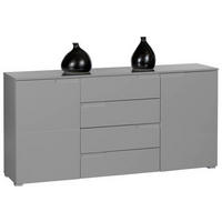 ŠIROKÁ KOMODA, sivá, 165/80/40 cm - sivá/strieborná, Basics, kompozitné drevo/plast (165/80/40cm)