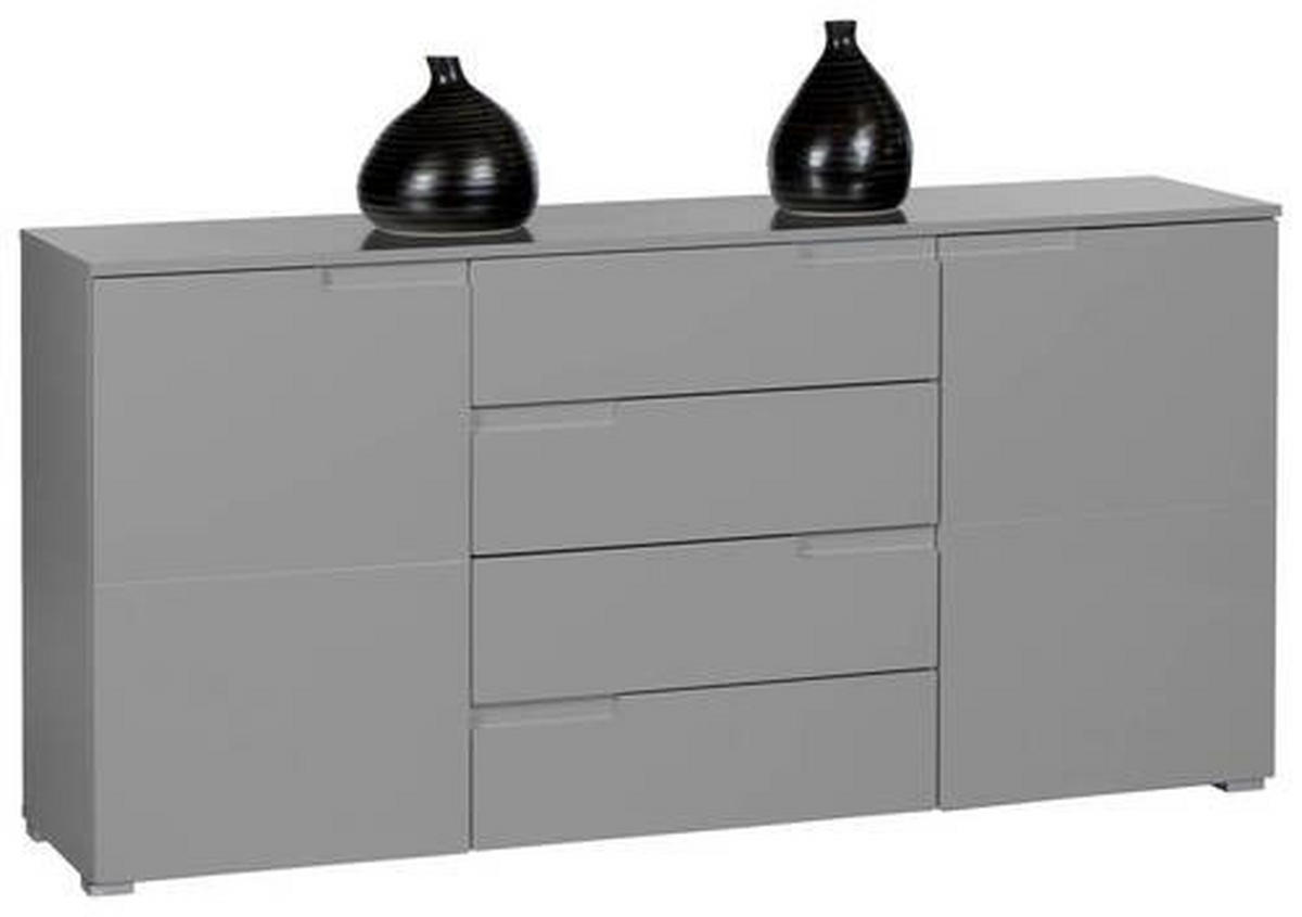 ŠIROKÁ KOMODA, sivá, 165/80/40 cm - sivá/strieborná, Basics, kompozitné drevo/plast (165/80/40cm)