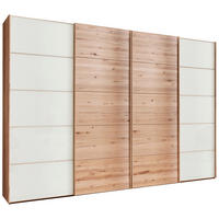 SCHWEBETÜRENSCHRANK 330/217/67 cm 4-türig Weiß, Buchefarben  - Buchefarben/Weiß, Natur, Glas/Holz (330/217/67cm) - Linea Natura