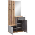 GARDEROBE 4-teilig  in 88/195/35 cm  - Anthrazit/Eiche Artisan, Design, Glas/Holzwerkstoff (88/195/35cm) - Xora