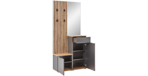 GARDEROBE 4-teilig  in 88/195/35 cm  - Anthrazit/Eiche Artisan, Design, Glas/Holzwerkstoff (88/195/35cm) - Xora