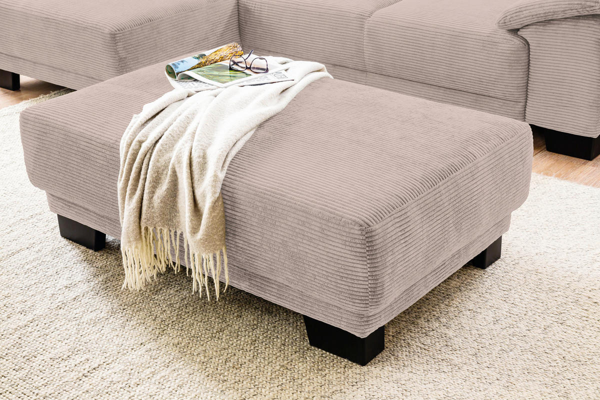 ECKSOFA in Cord Taupe  - Taupe/Schwarz, Design, Holz/Textil (174/270cm) - Pure Home Lifestyle