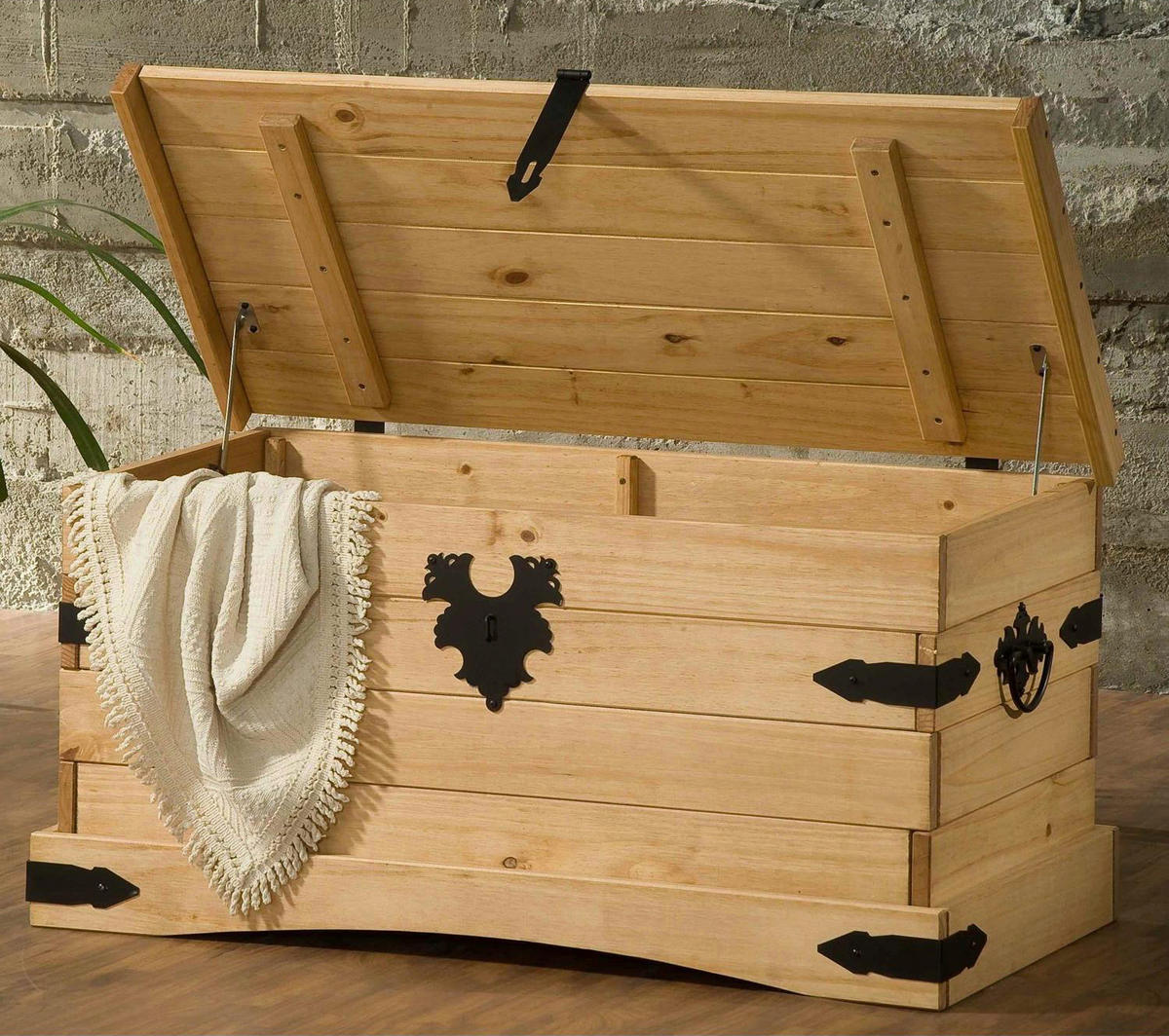 TRUHE in Holz 92/50/46 cm  - Honig, Natur, Holz (92/50/46cm) - Livetastic