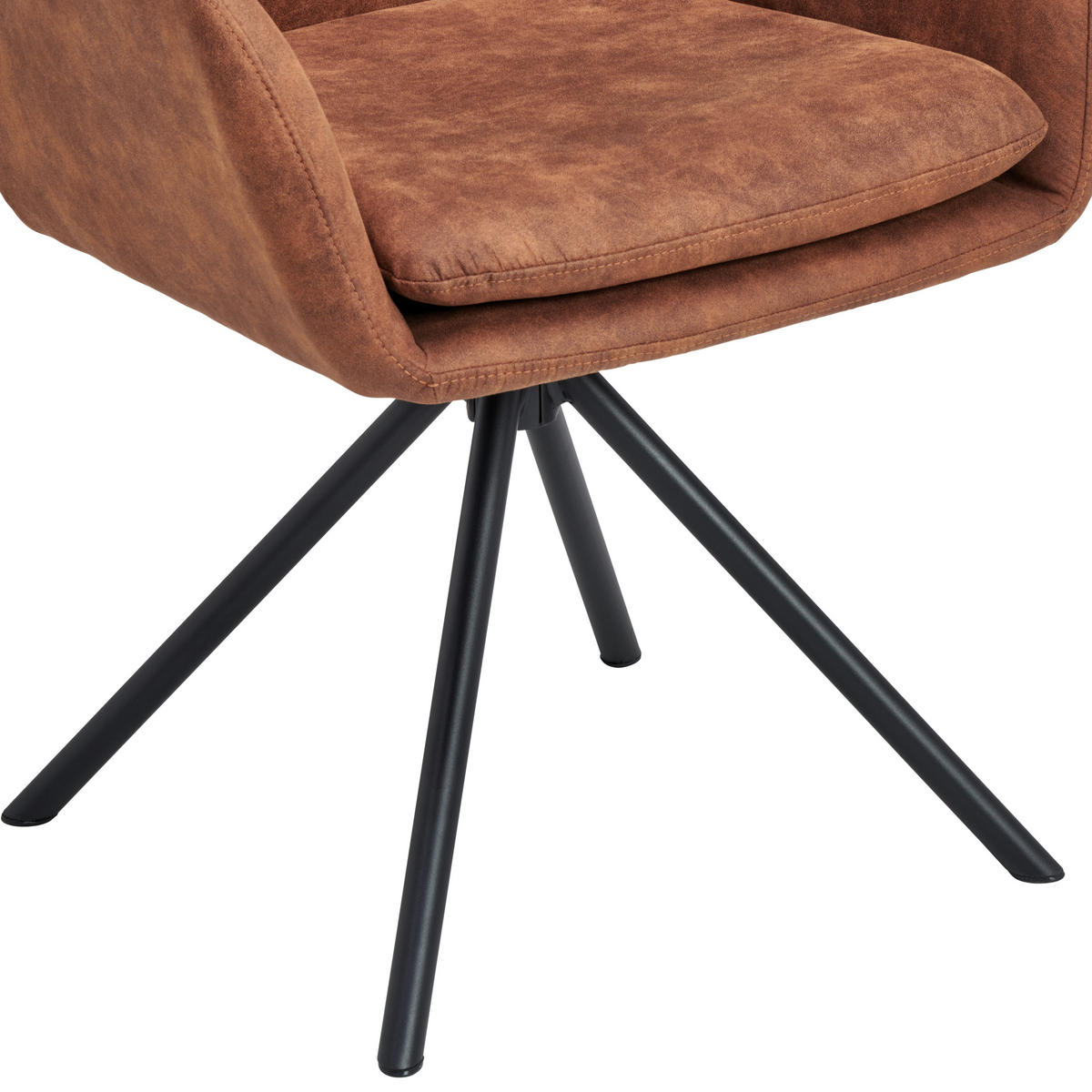 ARMLEHNSTUHL  Sitzfläche 360° drehbar, inklusive Armlehnen Webstoff  - Schwarz/Orange, Basics, Textil/Metall (60.5/88/62cm) - MID.YOU