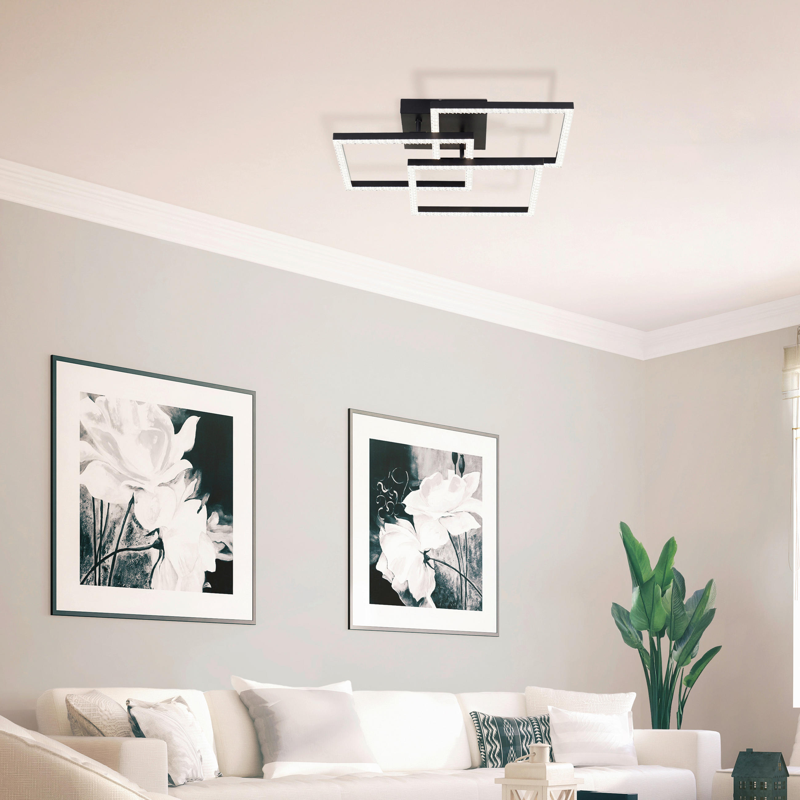LED-DECKENLEUCHTE    46,5/46,5/10,2 cm  - Schwarz, Basics, Kunststoff/Metall (46,5/46,5/10,2cm) - Brilliant