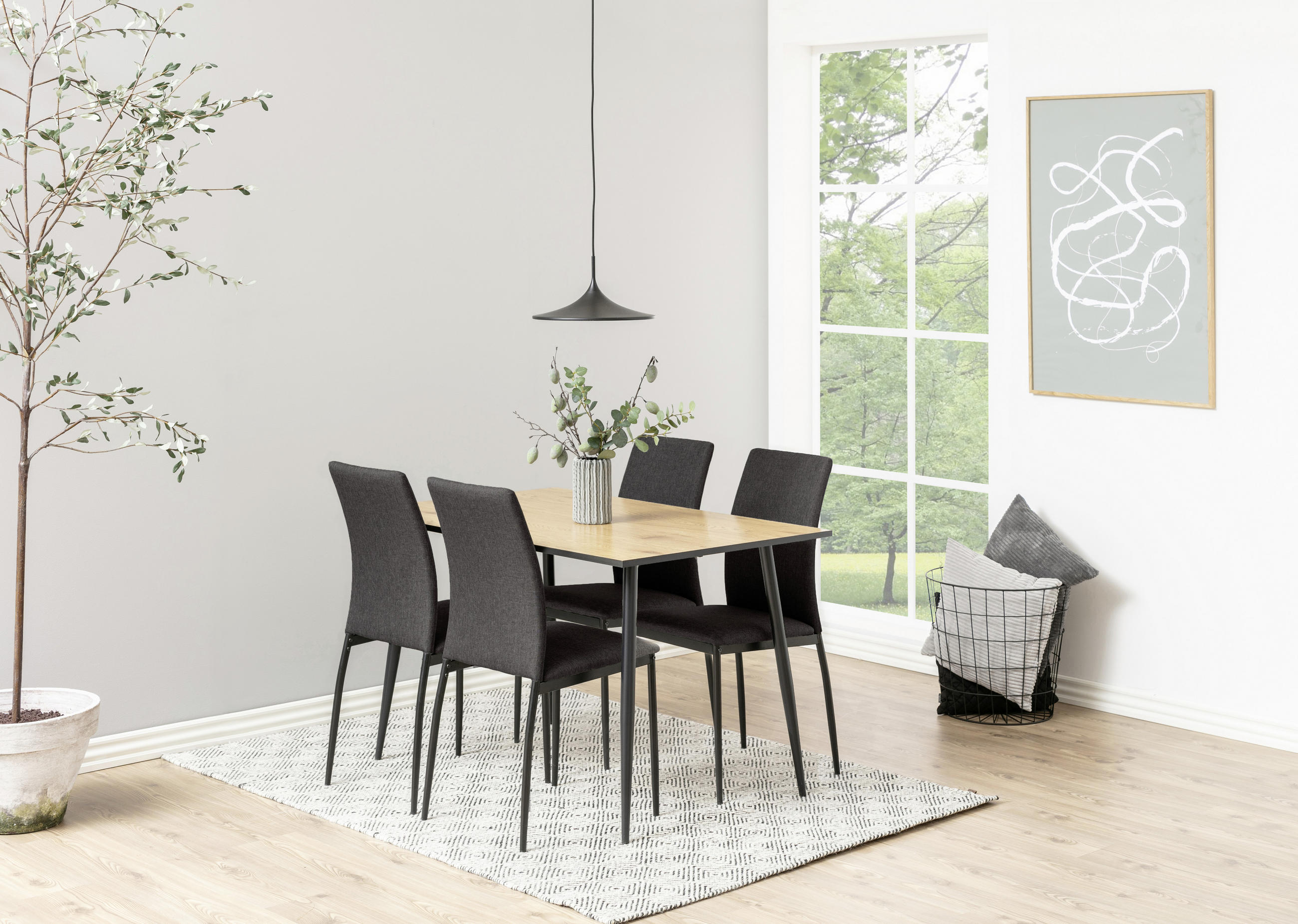 Thumbnail - Mid.you Esstisch, Schwarz, Eiche, Metall, Holzwerkstoff, rechteckig, konisch, rund, 80x75x120 cm, in verschiedenen Größe...