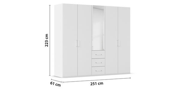 DREHTÜRENSCHRANK  in Weiß  - Weiß, Design, Glas/Holzwerkstoff (251/223/60cm) - Novel