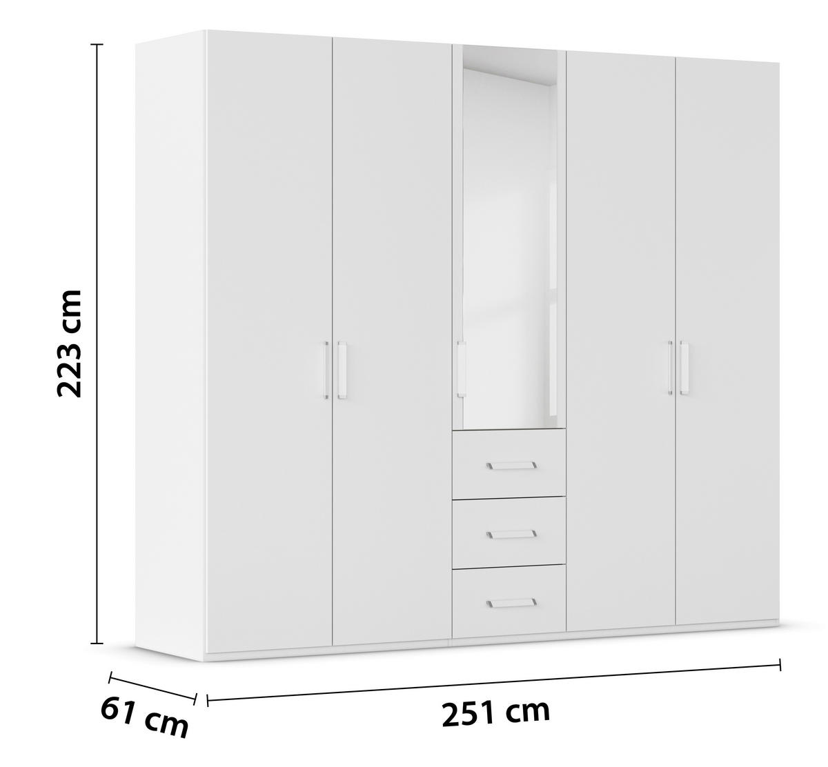 DREHTÜRENSCHRANK 251/223/60 cm 5-türig Weiß  - Weiß, Design, Glas/Holzwerkstoff (251/223/60cm) - Novel