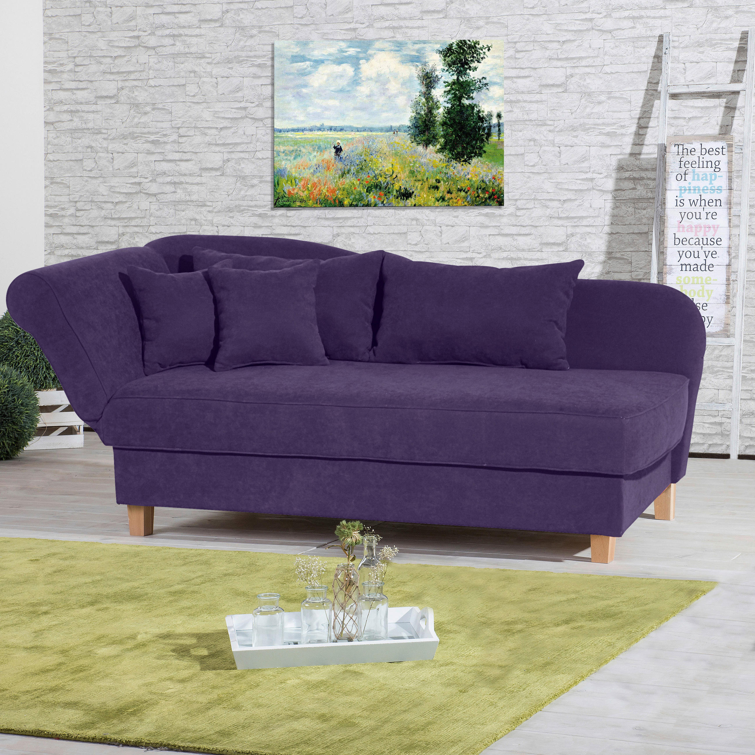 RÉCAMIERE Violett Velours  - Buchefarben/Violett, Design, Holz/Textil (190/88/82cm) - Max Winzer
