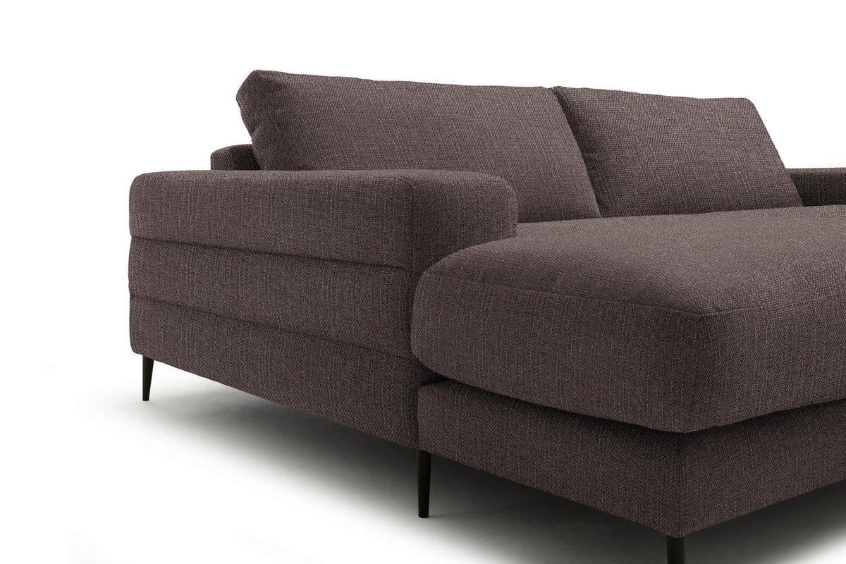 ECKSOFA in Flachgewebe Hellbraun  177/253 cm  - Hellbraun/Schwarz, Design, Textil/Metall (177/253cm) - Dieter Knoll