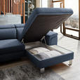 ECKSOFA inkl. Funktionen Blau Webstoff  - Blau/Silberfarben, Design, Textil/Metall (250/167cm) - Xora