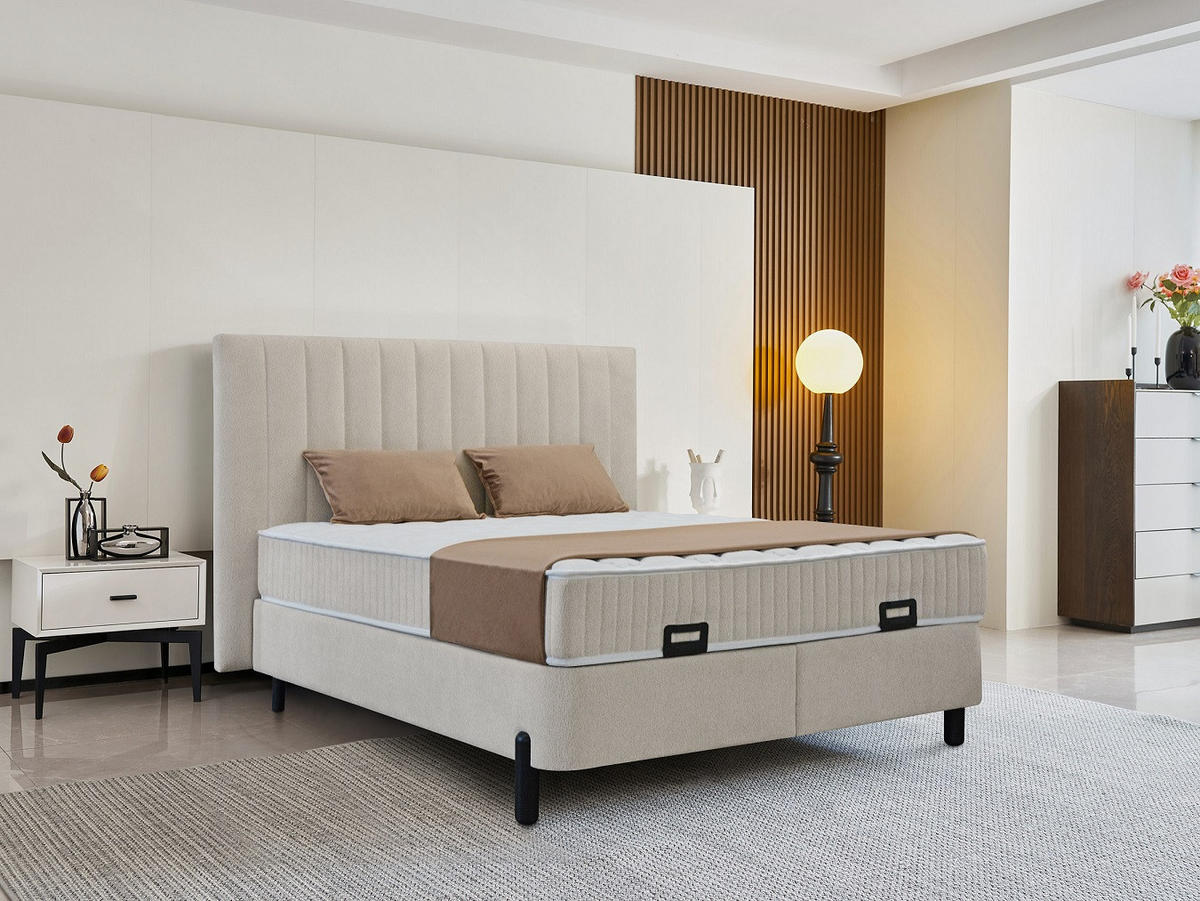 BOX KREVET     bež  - bež/crna, Moderno, drvni materijal/tekstil (160/200cm) - Hom`in