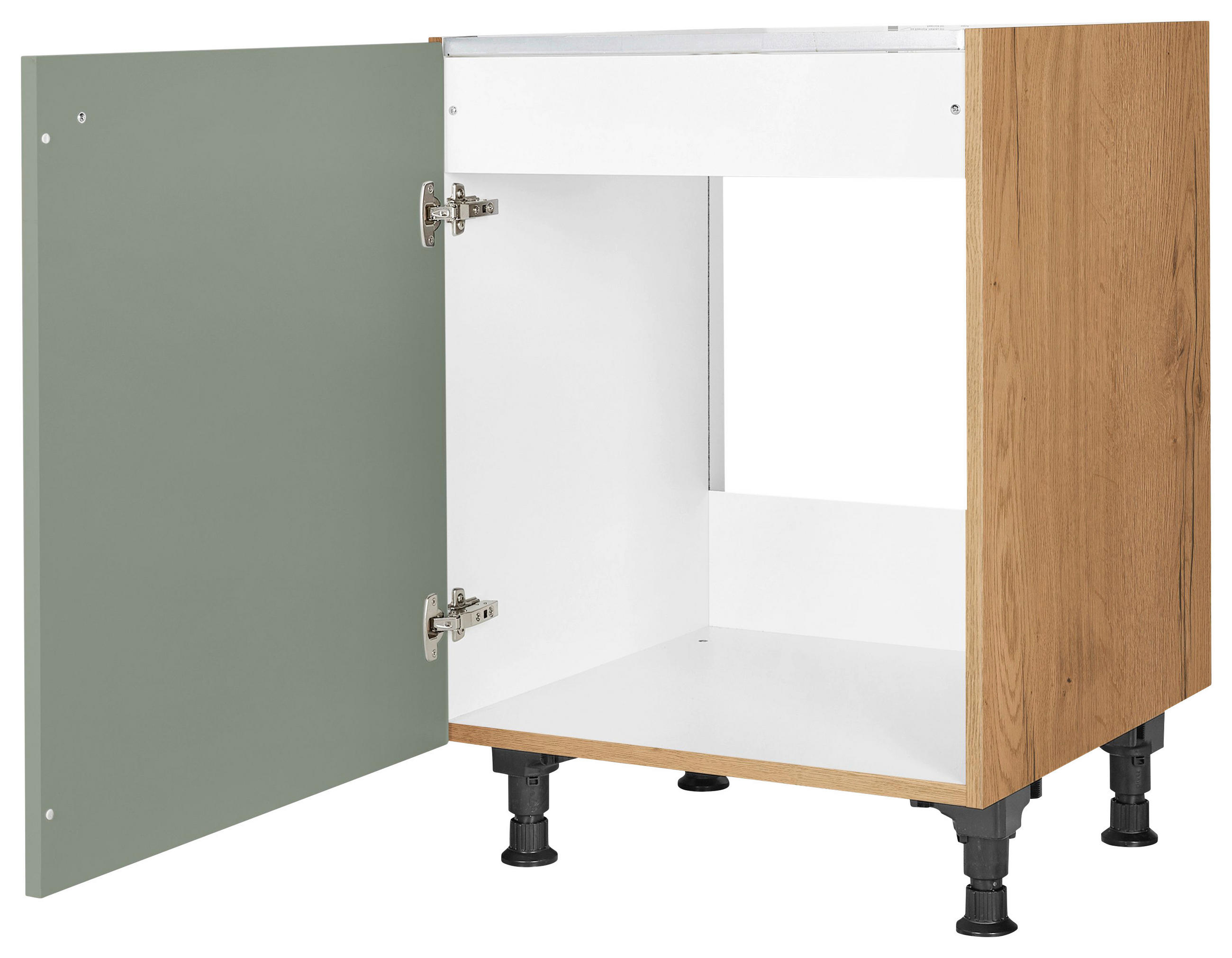 SPÜLENUNTERSCHRANK 60/87/56 cm  in Grün, Eichefarben  - Eichefarben/Schwarz, MODERN, Holzwerkstoff/Metall (60/87/56cm) - Nobilia