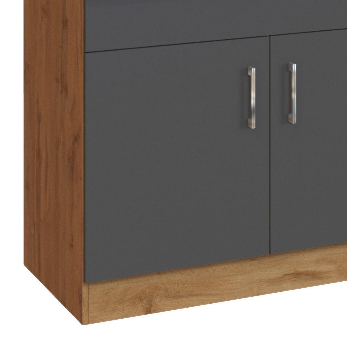 KÜCHENLEERBLOCK 210 cm   in Anthrazit, Eiche Wotan  - Chromfarben/Anthrazit, Modern, Holzwerkstoff/Metall (210cm) - Held