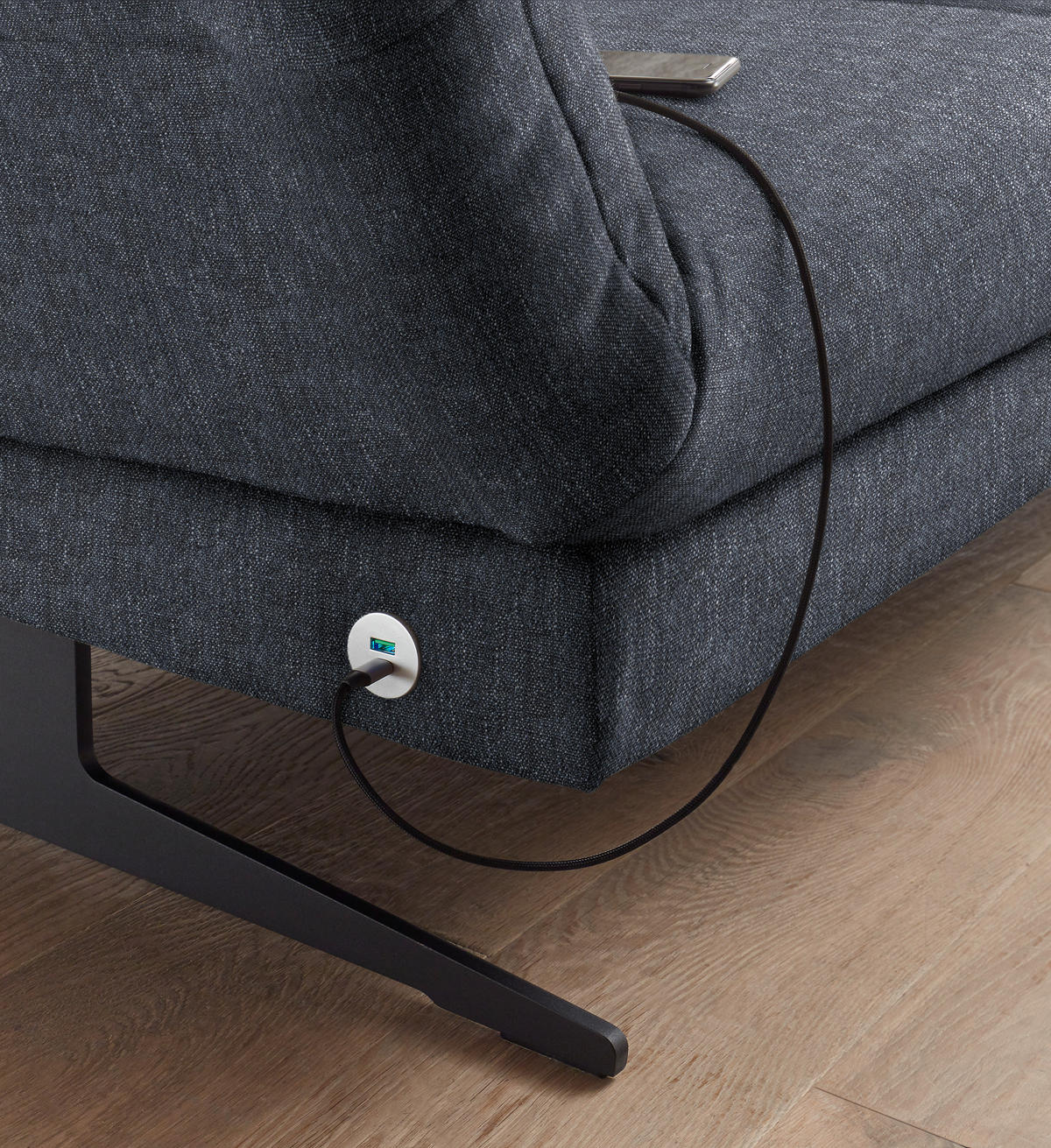 ECKSOFA in Flachgewebe Grau  279-327/176-217 cm  - Schwarz/Grau, Design, Textil/Metall (279-327/176-217cm) - Dieter Knoll