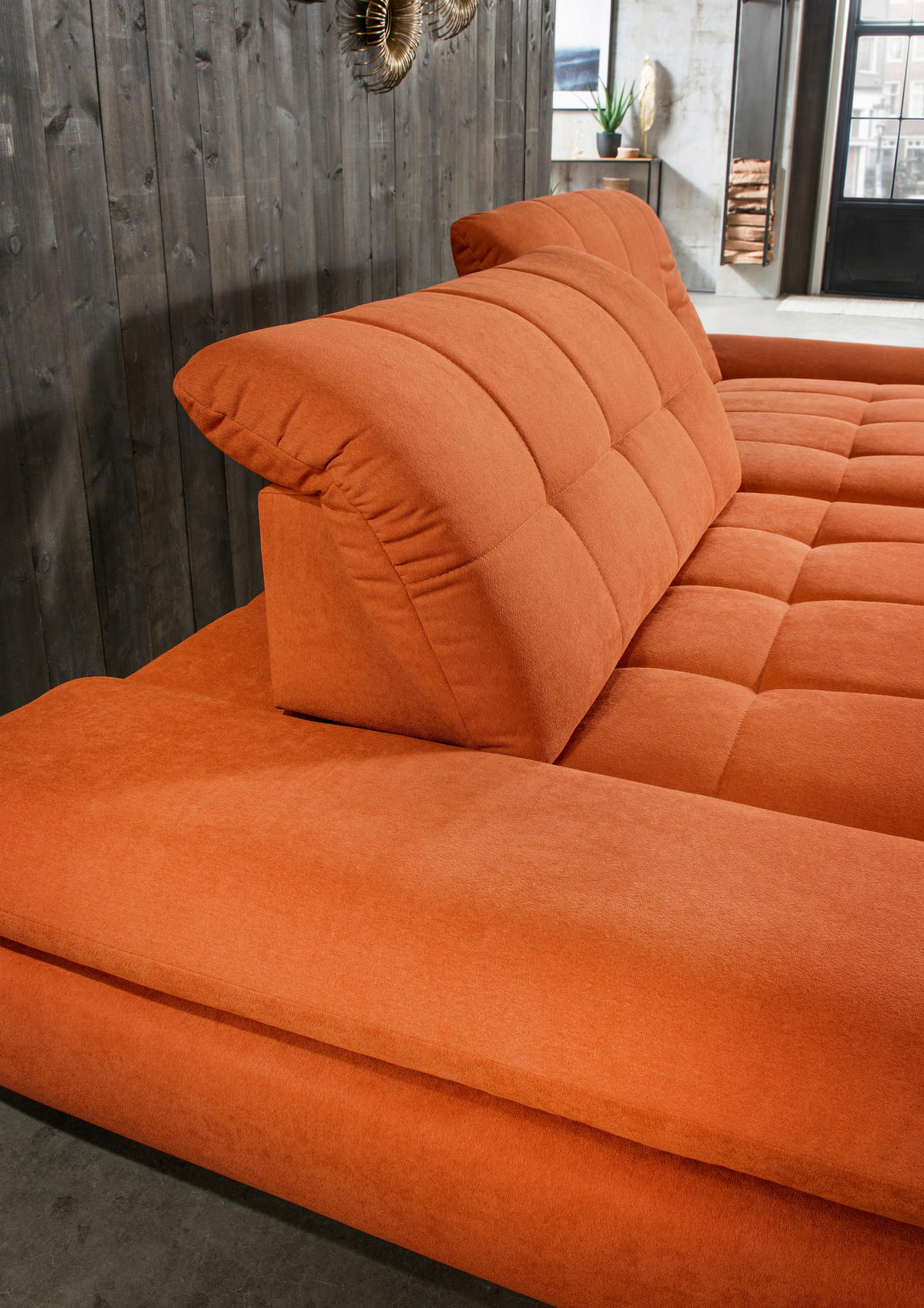 ECKSOFA in Mikrofaser Orange  - Schwarz/Orange, Design, Textil/Metall (290/198cm) - Xora