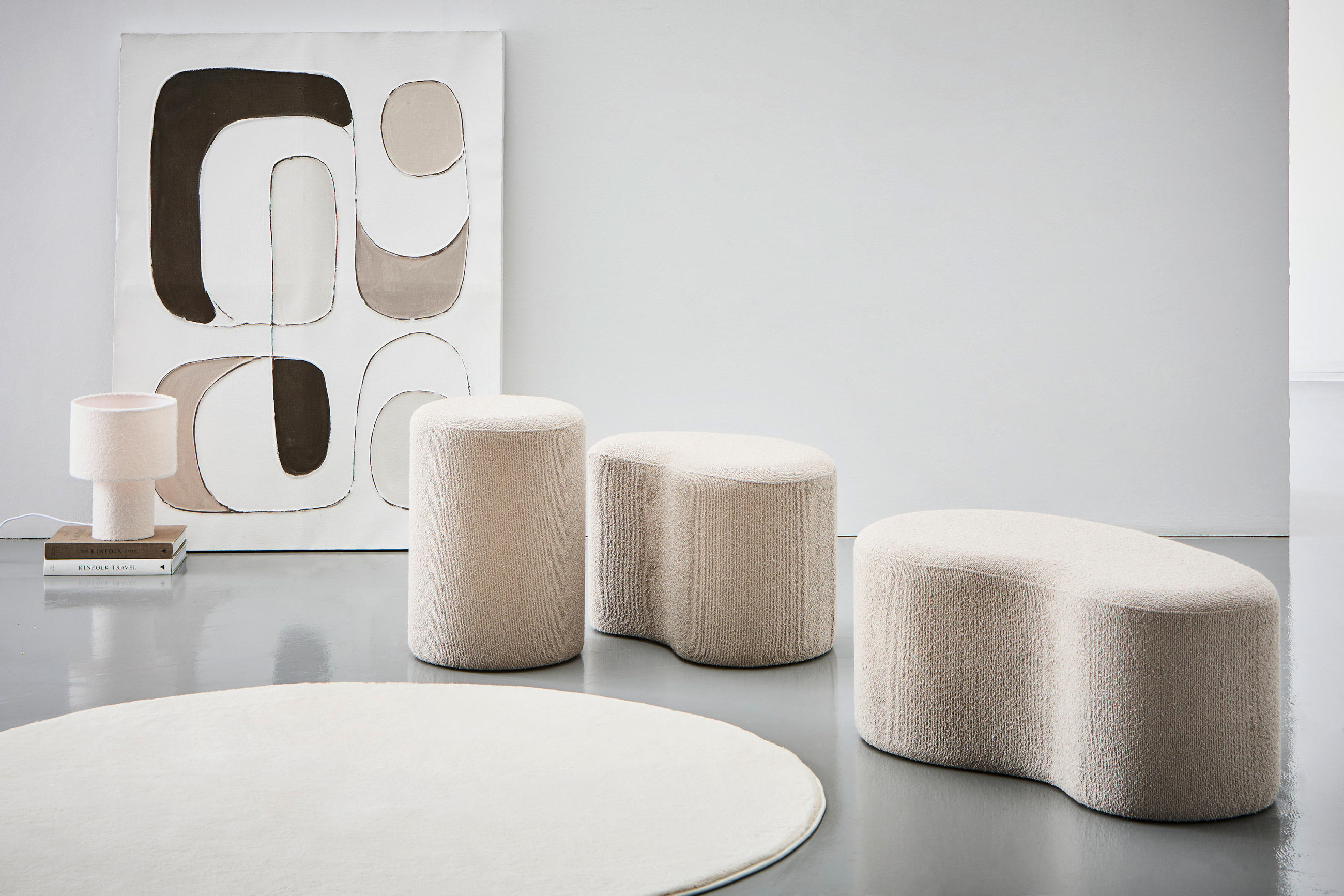 POUF Bouclé Hellbraun 56,5/35/40/50/36,5/35 cm  - Hellbraun, Design, Holzwerkstoff/Textil (56,5/35/40/50/36,5/35cm) - MID.YOU