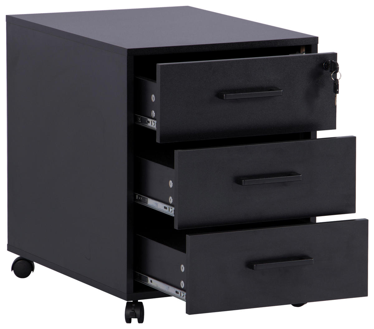 ROLLCONTAINER 43/56/60 cm  - Schwarz, MODERN, Holzwerkstoff/Kunststoff (43/56/60cm) - Livetastic
