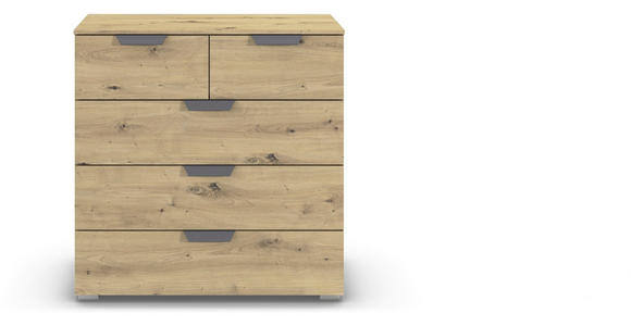 KOMMODE in 80/81/42 cm - Dunkelgrau/Eiche Artisan, Design, Holzwerkstoff/Metall (80/81/42cm) - Carryhome