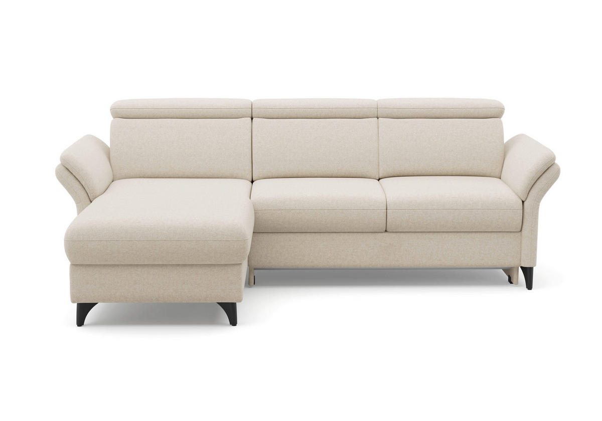 ECKSOFA Flachgewebe Creme  - Creme/Schwarz, Konventionell, Textil/Metall (166/253cm) - Sit & More