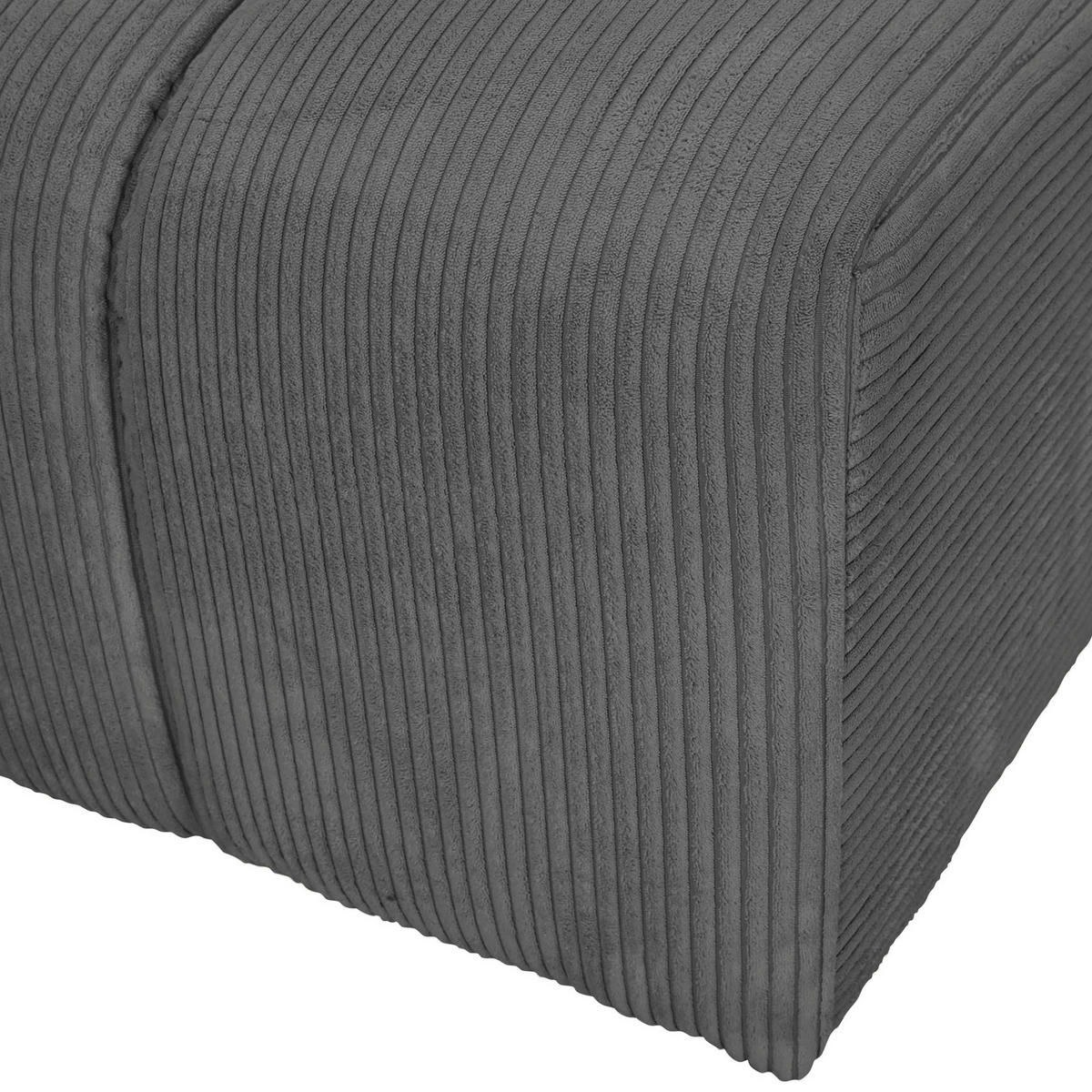 ECKSOFA Dunkelgrau Cord Zierkissen, Rücken echt  - Dunkelgrau/Schwarz, KONVENTIONELL, Kunststoff/Textil (162/313cm) - Carryhome