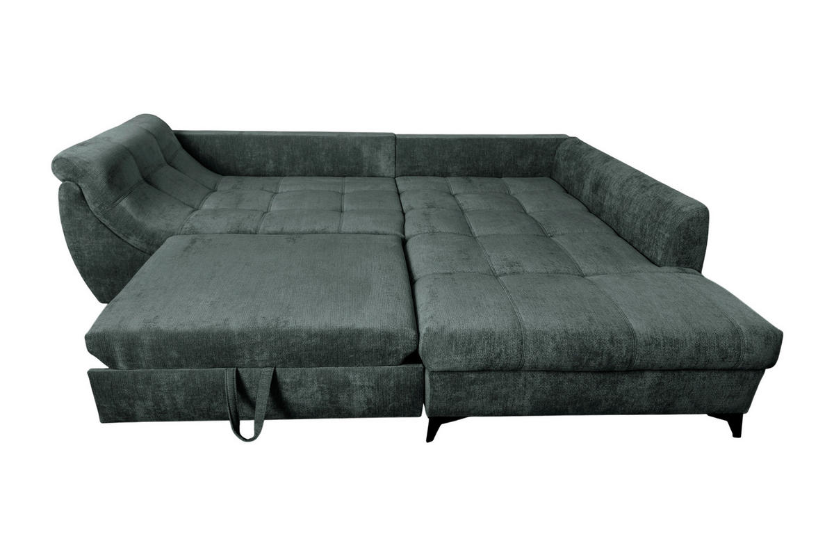 ECKSOFA LIVANO Grün Chenille Liegefläche im Originalstoff  - Schwarz/Grün, Design, Textil/Metall (250/190cm) - P & B