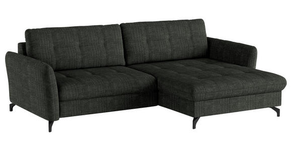 ECKSOFA in Flachgewebe, Leinenoptik Dunkelgrün  - Dunkelgrün/Schwarz, Design, Textil/Metall (242/170cm) - Xora