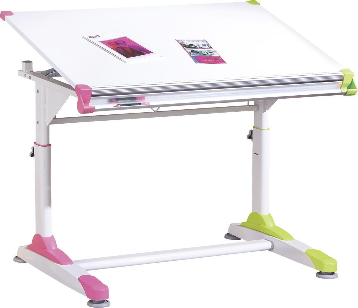 Jugendschreibtisch Neigbar B 66cm H 84cm Weiß, Grün