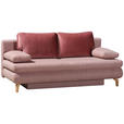 SCHLAFSOFA in Flachgewebe Rosa  - Eichefarben/Dunkelrosa, Design, Holz/Textil (200/91/92cm) - Novel